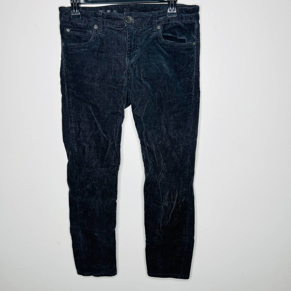 Kut From The Kloth Diana Skinny Corduroy Pants 4P Black High Rise Ankle Casual - Picture 2 of 6